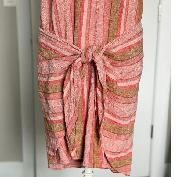 Anthropologie Drew Linen Tie Front  Stripe Dress Size M - Picture 5 of 7